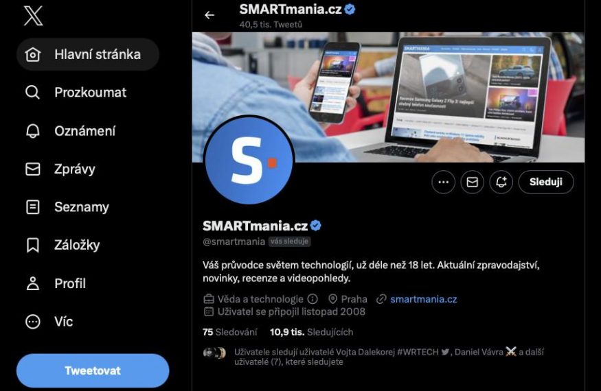 Screenshot sociální sítě Twitter po změně loga