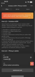 Další krok aktivace eSIM