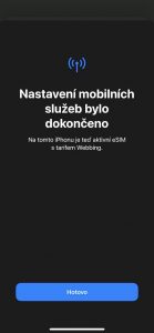 Potvrzení, že je eSIM aktivní