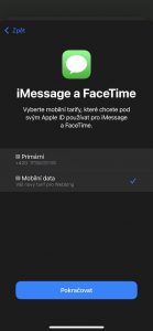 Výběr datové SIM, která se má používat pro iMessage a FaceTime (iOS 16)