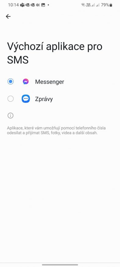 Změna výchozího SMS klienta v One UI 5.1