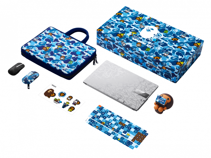 Asus Vivobook 15 S OLED Bape Edition a příslušenství v modré barvě