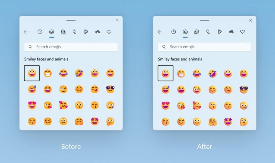 Ukázka nových 3D emoji ve Windows 11