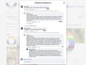 Nenávistné komentáře na facebookovém profilu Vodafone CZ