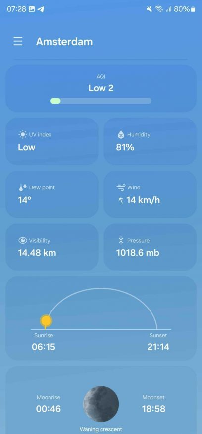 One UI 6.0: počasí
