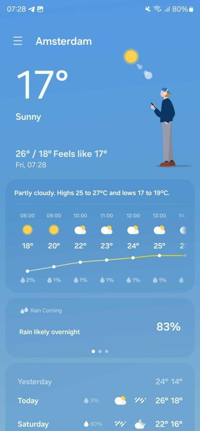 One UI 6.0: počasí