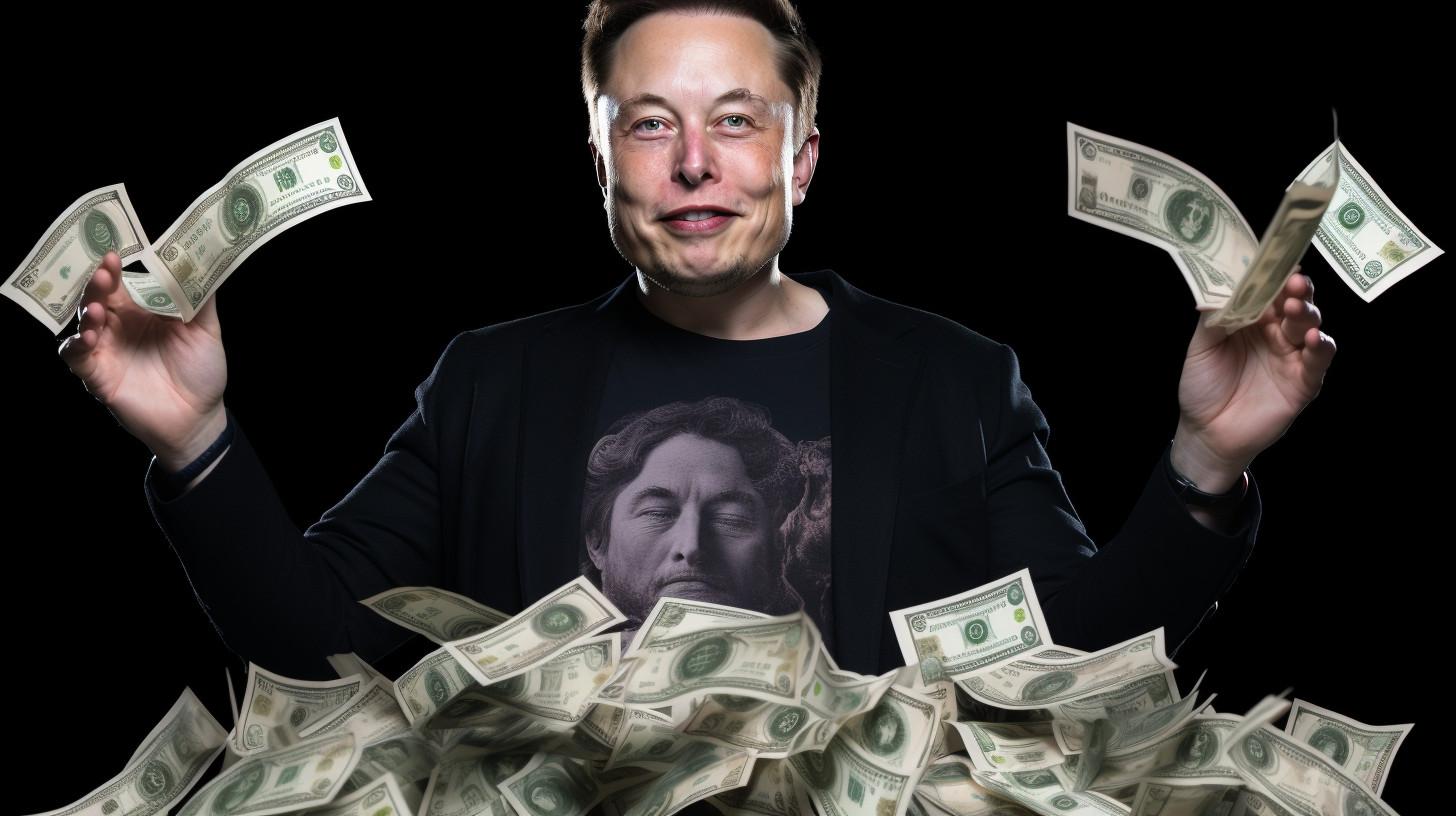 Elon Musk s dolarovými bankovkami