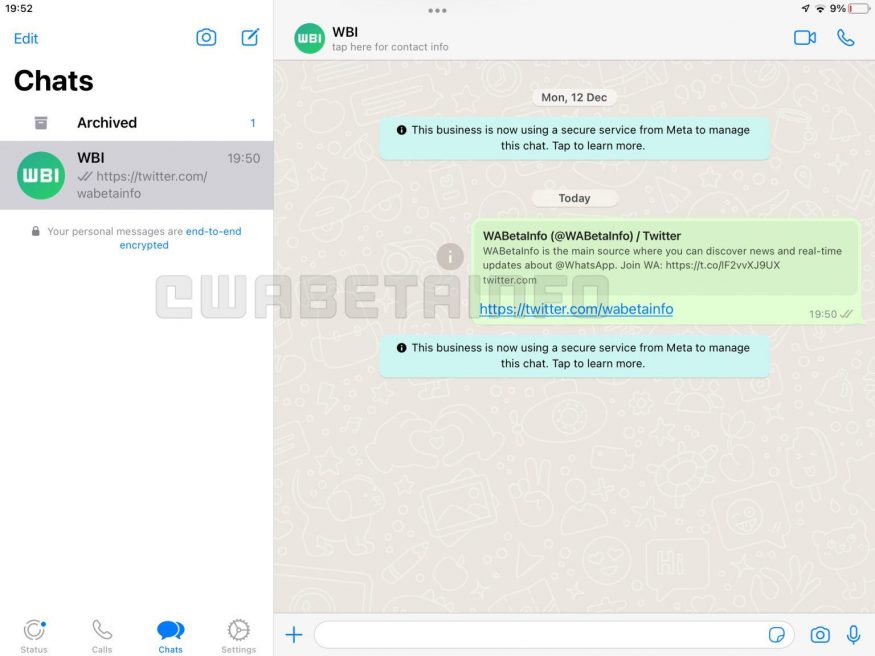 Aplikace WhatsApp optimalizovaná pro iPad Aplikace WhatsApp optimalizovaná pro iPad
