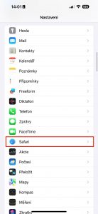 Nastavení anonymního surfování v iOS 17