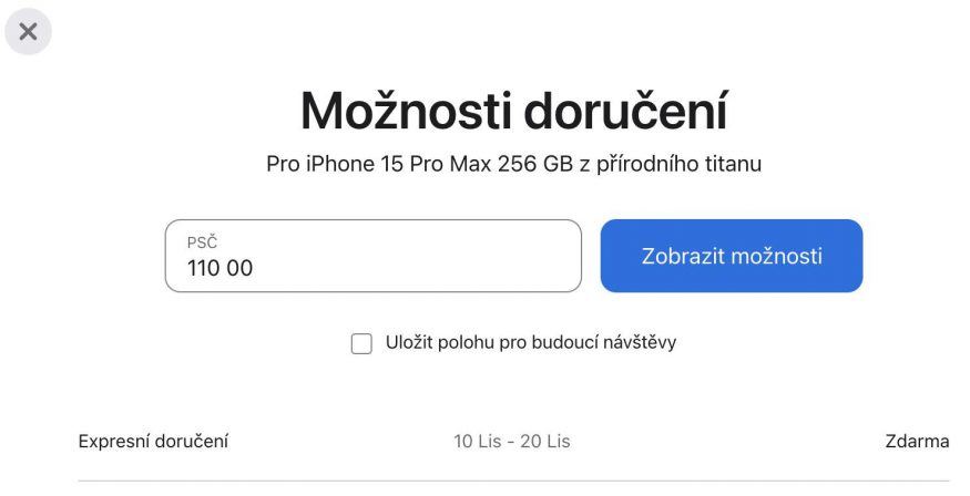 Doručovací data pro iPhone 15 Pro Max Doručovací data pro iPhone 15 Pro Max