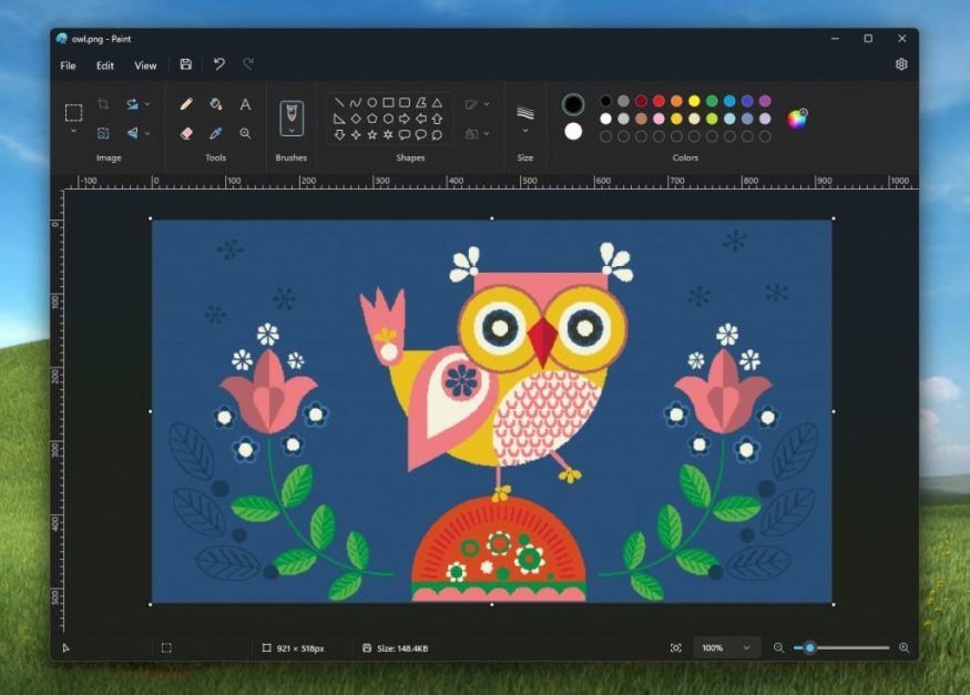 Centrování plátna v aplikaci Malování