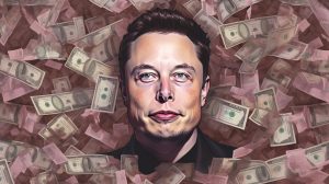 Elon Musk se spoustou dolarových bankovek (ilustrační obrázek)