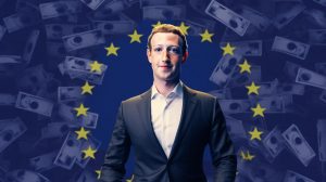 Mark Zuckerberg před vlajkou Evropské unie (ilustrační obrázek)
