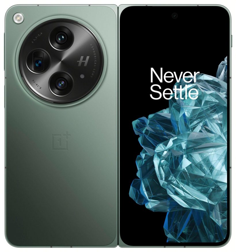 OnePlus Open v zelené barvě na tiskovém snímku