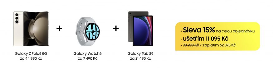 Reklamní banner upozorňující na produkty Samsungu od Mobil Pohotovosti