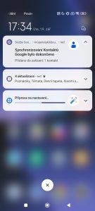 Screenshot MIUI - notifikační lišta, oznámení