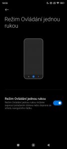Screenshot MIUI - ovládání jednou rukou