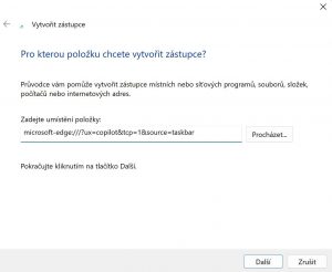 Vytvoření zástupce funkce Copilot