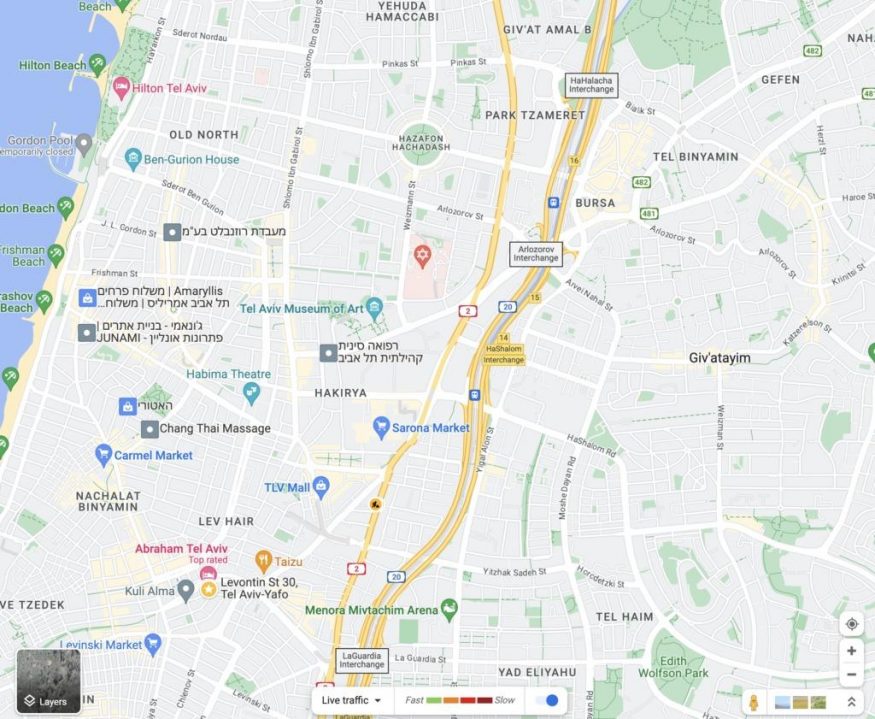 Google Maps bez informací o dopravě na území Izraele