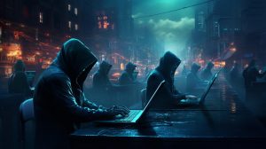 Skupina hackerů provádějících kyberútok
