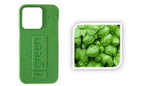 Zelený iGreen kryt na iPhone s bazalkou