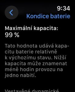 Nastavení baterie a optimalizovaného nabíjení v Apple Watch