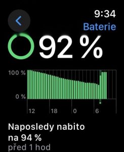 Nastavení baterie v Apple Watch