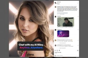 Instagram Riley Reid, jak oznamuje spolupráci s Clona