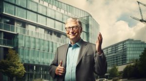 Bill Gates před budovou Microsoftu (ilustrační obrázek)
