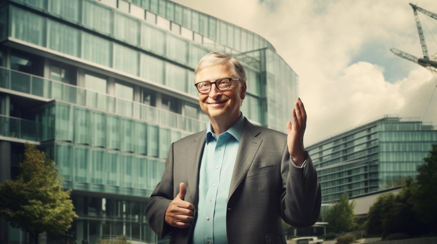 Bill Gates před budovou Microsoftu (ilustrační obrázek) Bill Gates před budovou Microsoftu (ilustrační obrázek)