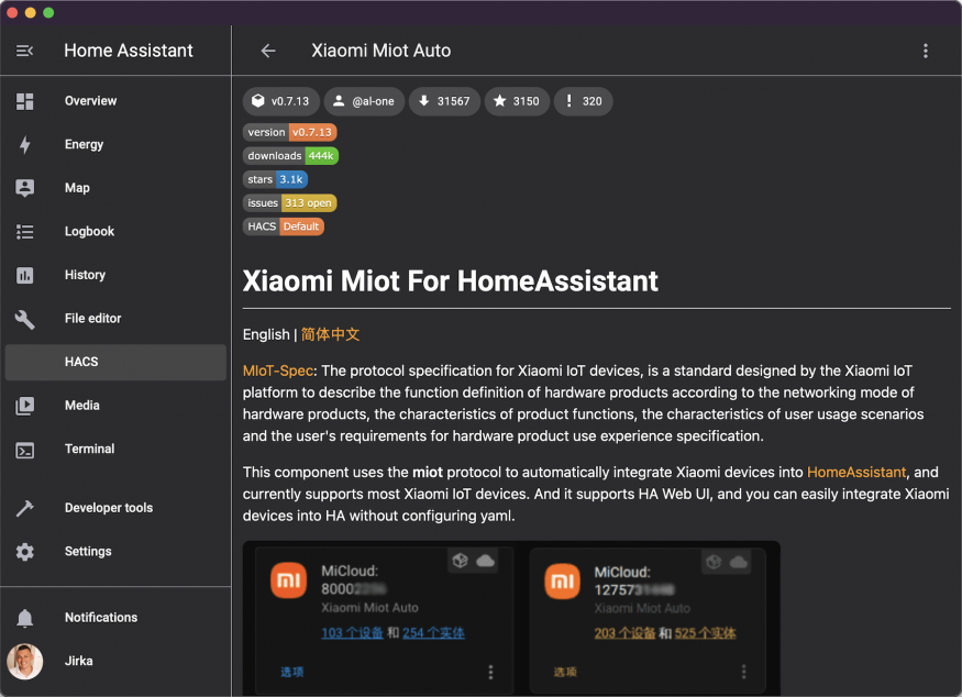 Xiaomi Miot Auto komponenta pro Home Assistanta