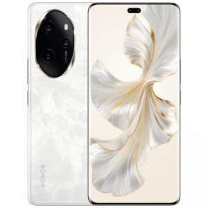 Honor 100 Pro v bílé barvě na tiskovém snímku