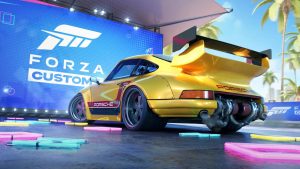 Vylepšené žluté Porsche ve hře Forza Customs