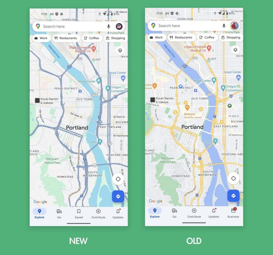 Nové barevné schéma Google Map
