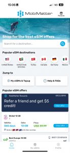 Prostředí aplikace MobiMatter