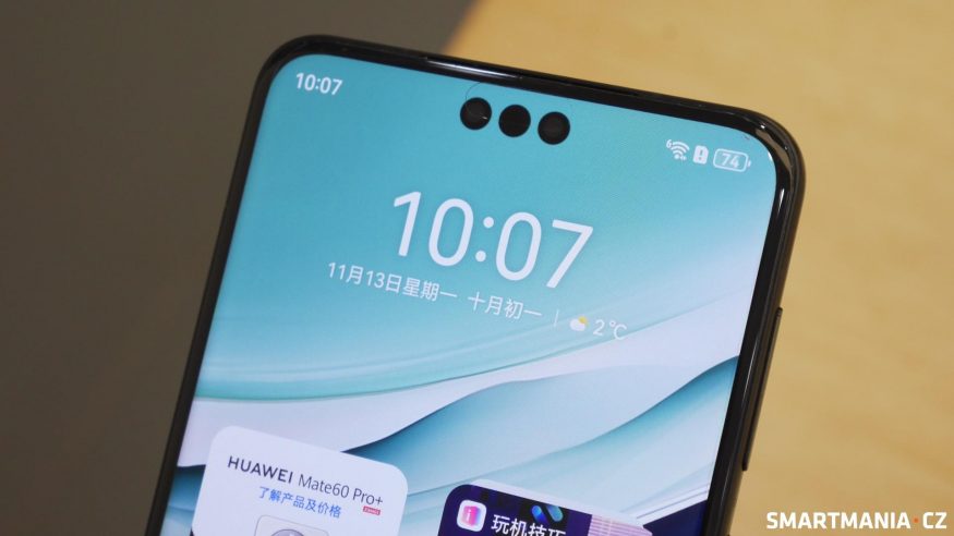 Huawei Mate 60 Pro, horní hrana displeje
