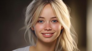 Obličej mladé dívky vygenerovaný pomocí AI (ilustrační obrázek)