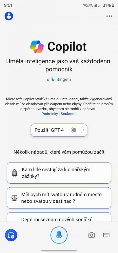 Aplikace Copilot pro Android