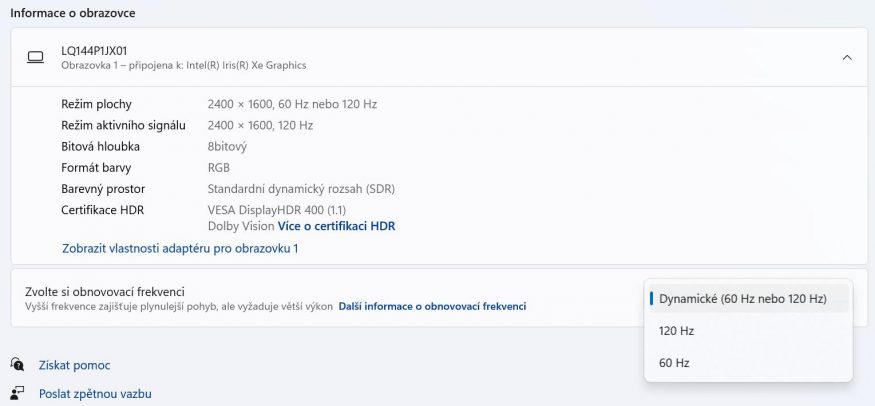Frekvence obrazovky Frekvence obrazovky