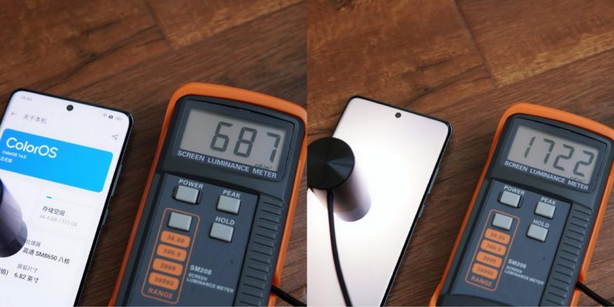 Měření hodnot jasu displeje displeje OnePlus 12