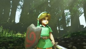 Hlavní hrdina Link v předělávce The Legend of Zelda: Ocarina of Time