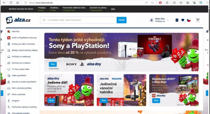 Falešný web Alza.cz