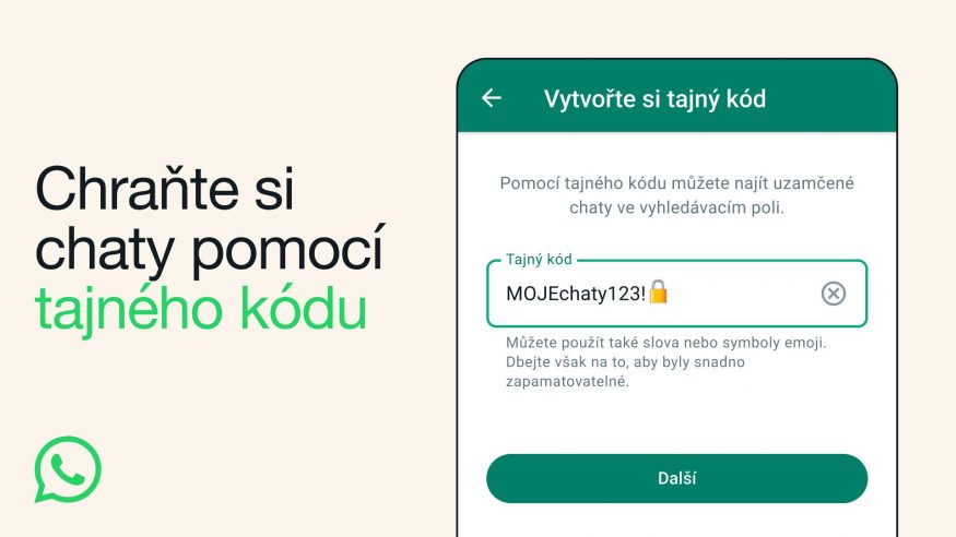 Funkce Tajný kód pro WhatsApp