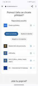 Ukázka přihlášení do aplikace eDoklady