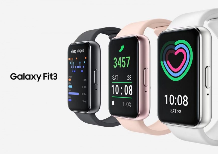 Galaxy Fit 3 na tiskovém snímku ve třech barvách