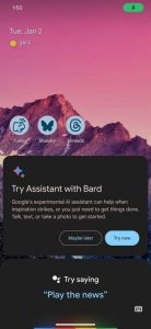 Ukázka využití chatbota Google Bard v aplikaci Google pro Android