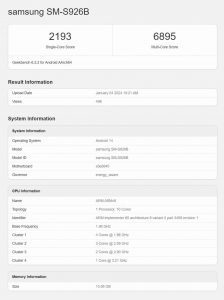 Výkon čipsetu Samsung Exynos 2400 v benchmarku GeekBench