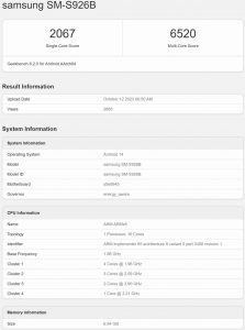 Výkon čipsetu Samsung Exynos 2400 v benchmarku GeekBench