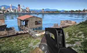 Ukázka vylepšených textur domu a vody ve hře Fallout 4