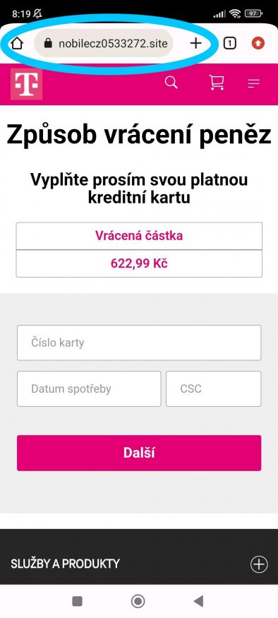 Ukázka podvodných e-mailů